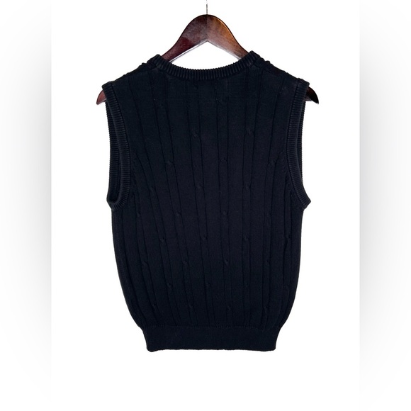 Vintage La Mode cable knit sweater vest black embroidered GOLF women’s size M - Picture 8 of 8